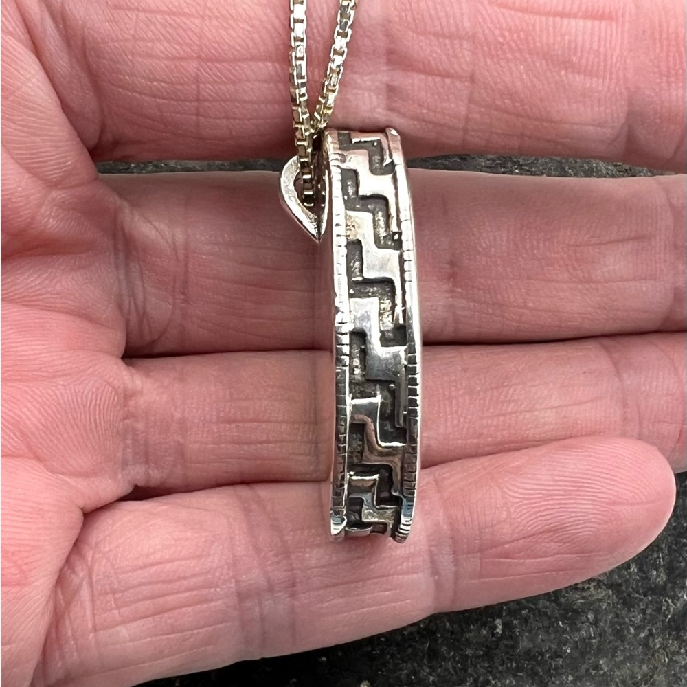 Vintage Handmade Navajo Mens Sterling Silver Elk Antler Pendant Necklace - Picture 7 of 8
